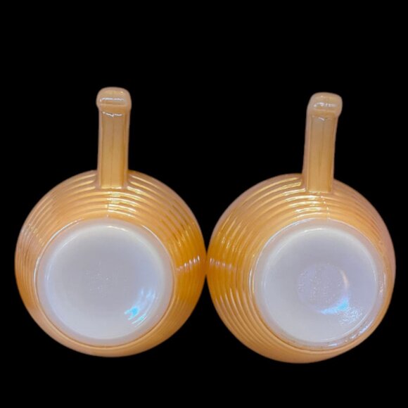 VTG Fire King Peach Luster Beehive Handle Soup Bowls Set of 2 Anchor Hocking USA - Picture 4 of 9
